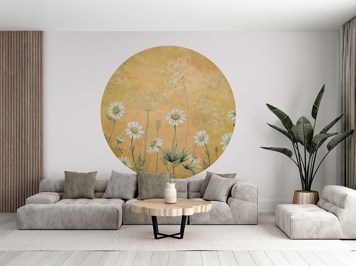 Wallpaper - Dazzling Daisies - Yellow - Circle (Pre-Order) - LPM Home