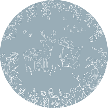 Wallpaper - Deer Doodle Blue - Circle (Pre - Order) - LPM Home