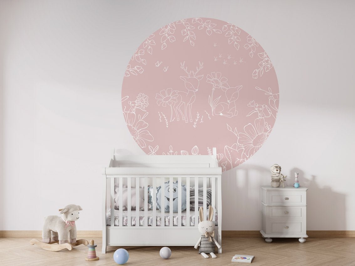 Wallpaper - Deer Doodle Pink - Circle (Pre - Order) - LPM Home