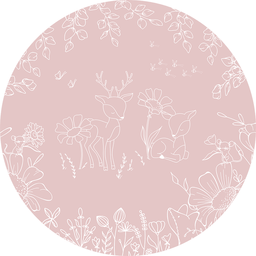 Wallpaper - Deer Doodle Pink - Circle (Pre - Order) - LPM Home