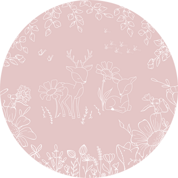 Wallpaper - Deer Doodle Pink - Circle (Pre - Order) - LPM Home