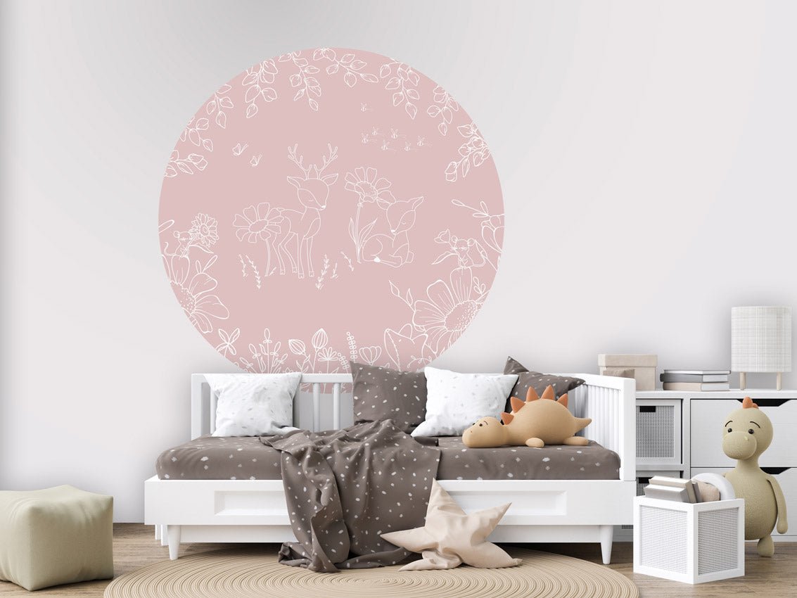 Wallpaper - Deer Doodle Pink - Circle (Pre - Order) - LPM Home
