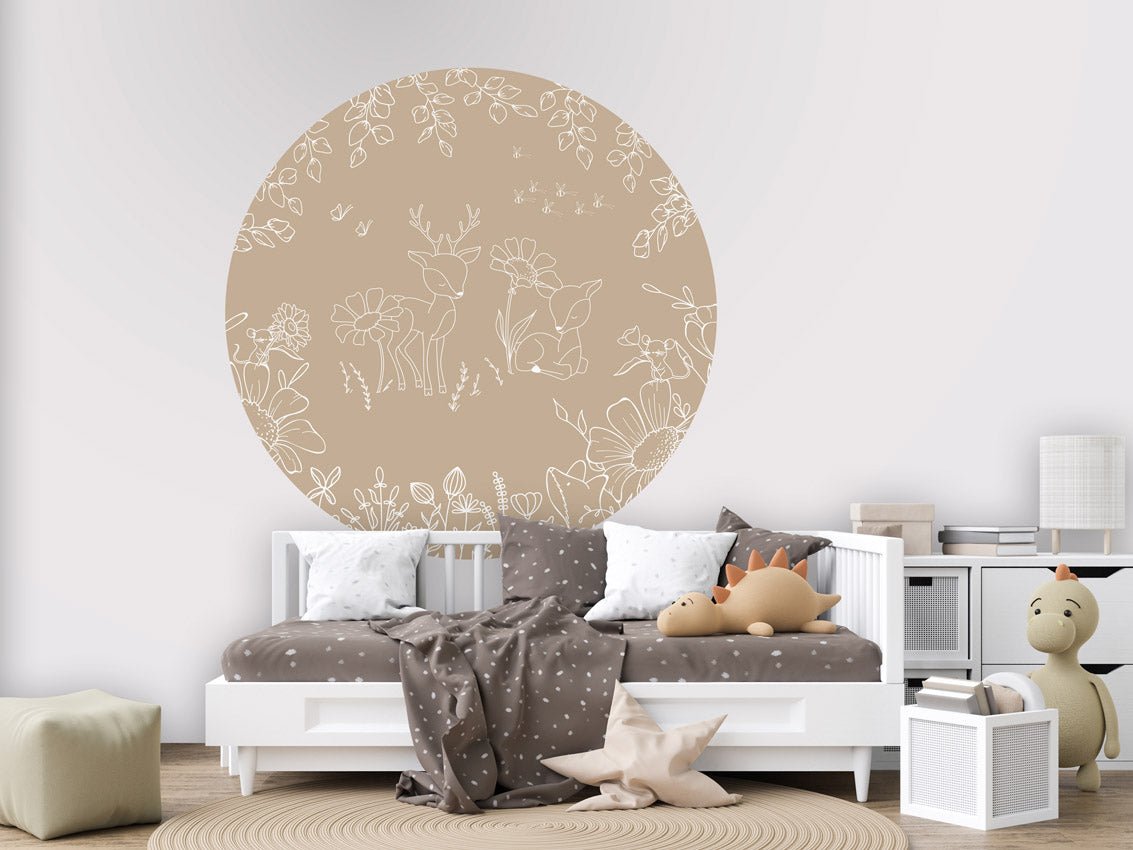 Wallpaper - Deer Doodles Beige - Circle (Pre - Order) - LPM Home