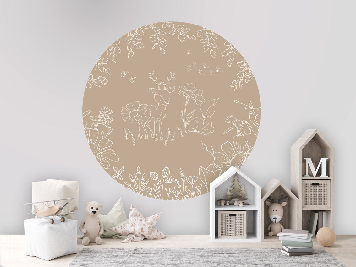 Wallpaper - Deer Doodles Beige - Circle (Pre - Order) - LPM Home