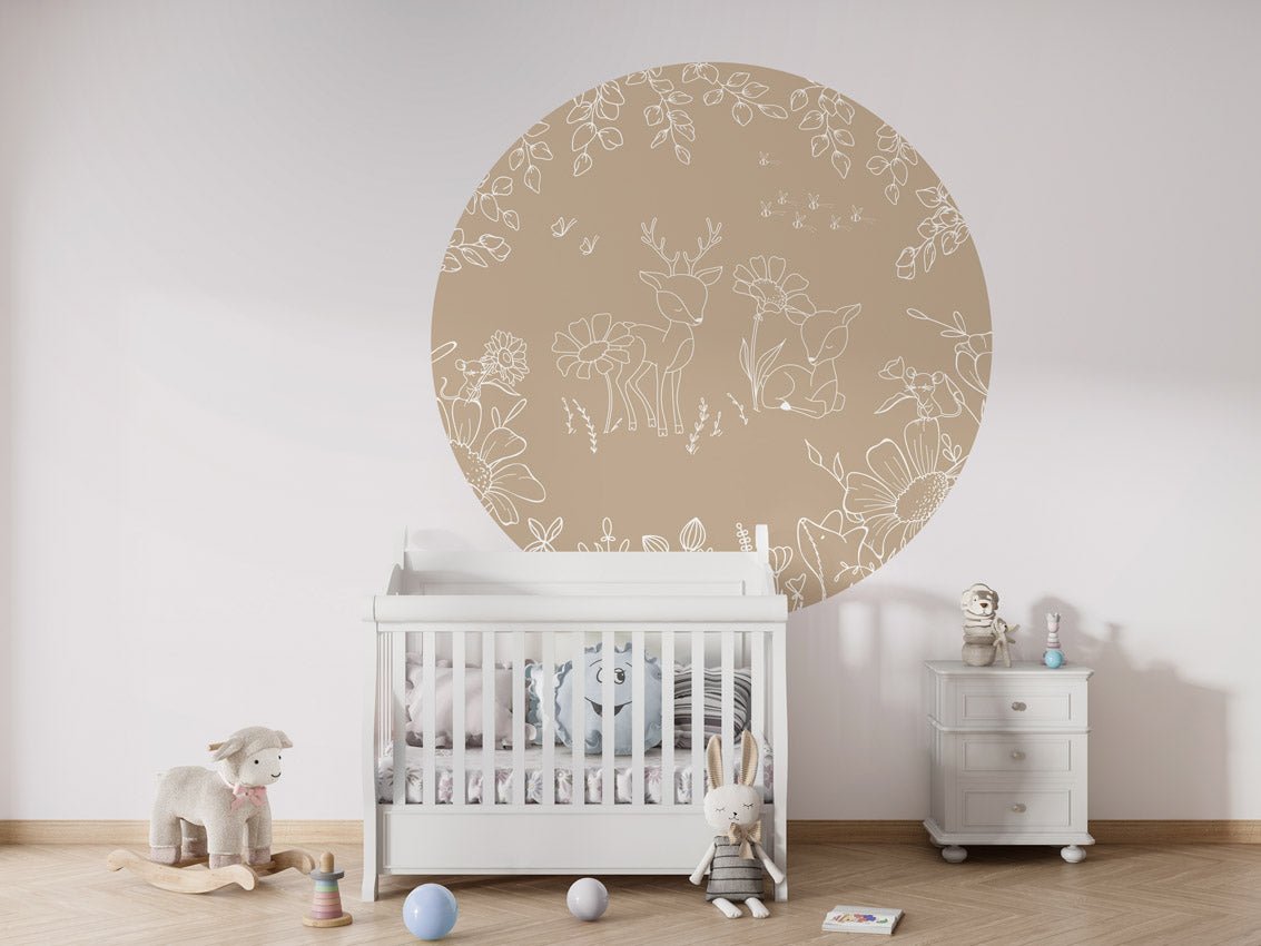 Wallpaper - Deer Doodles Beige - Circle (Pre - Order) - LPM Home