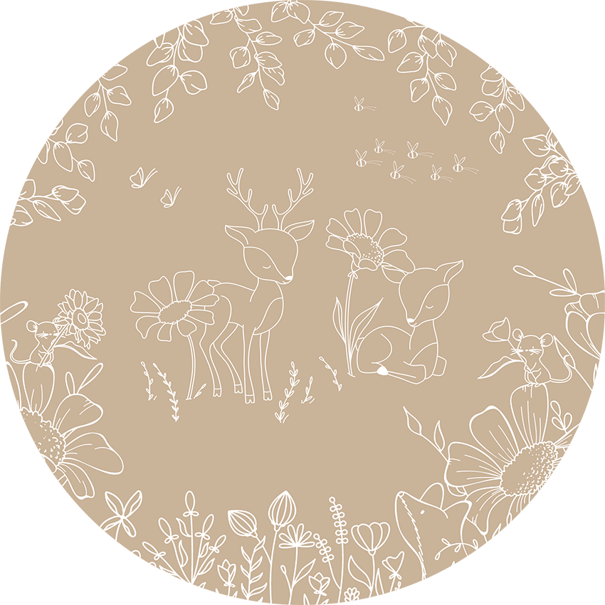 Wallpaper - Deer Doodles Beige - Circle (Pre - Order) - LPM Home