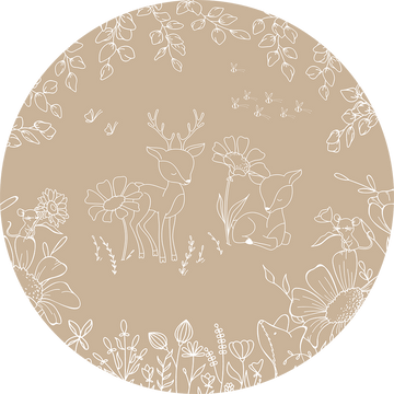 Wallpaper - Deer Doodles Beige - Circle (Pre - Order) - LPM Home