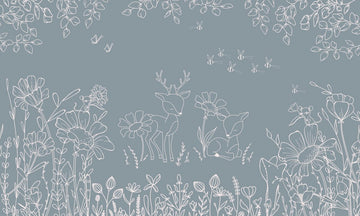 Wallpaper - Deer Doodles Blue (Pre - Order) - LPM Home