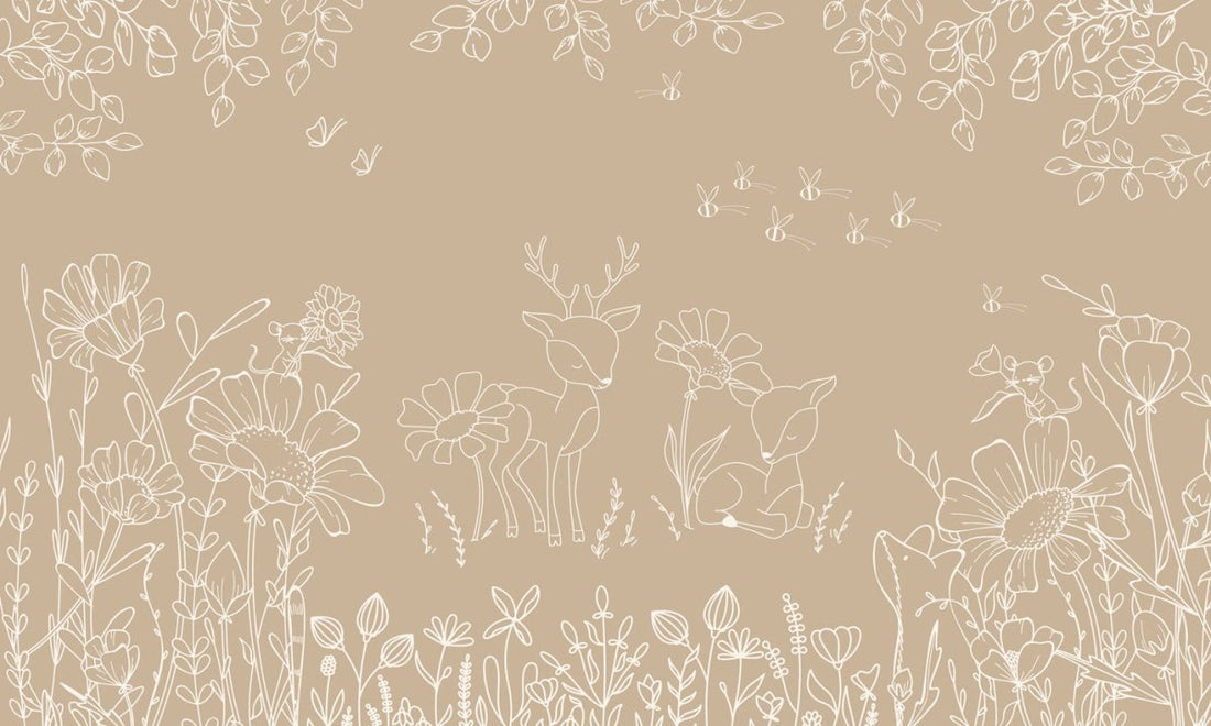 Wallpaper - Deer Doodles Brown (Pre - Order) - LPM Home
