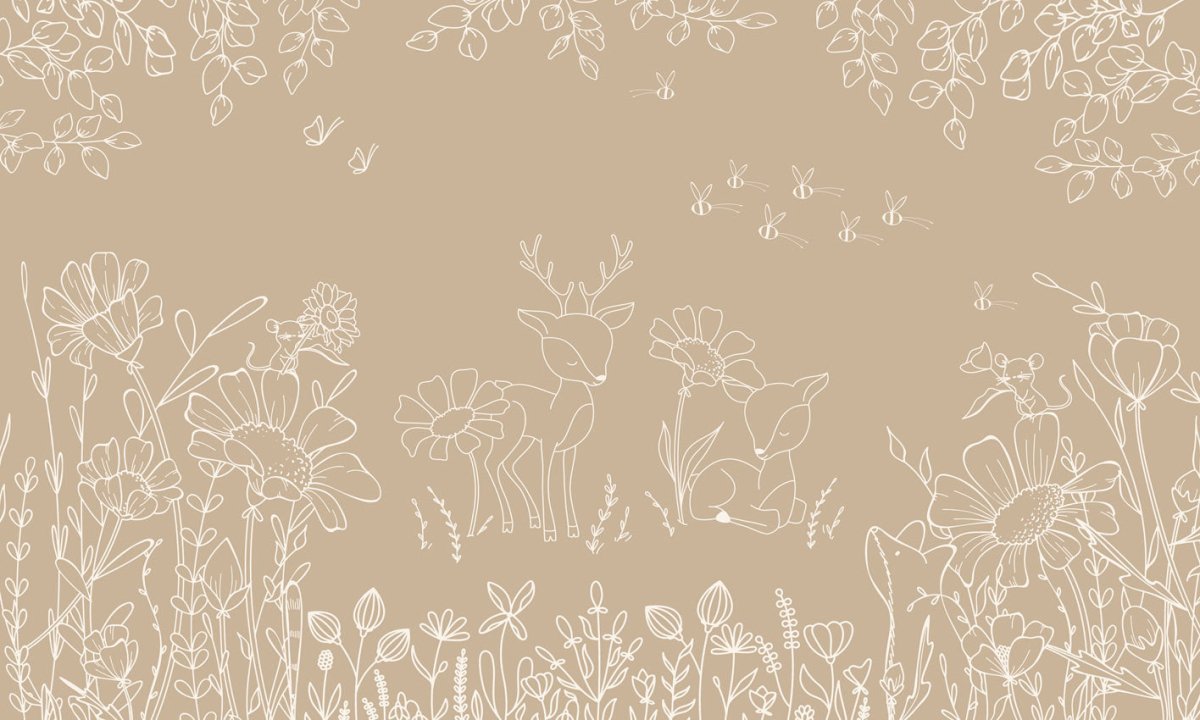 Wallpaper - Deer Doodles Brown (Pre - Order) - LPM Home