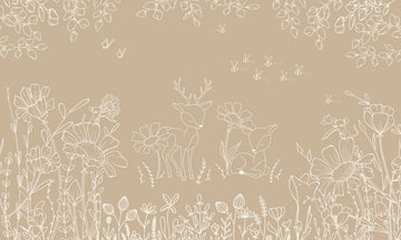 Wallpaper - Deer Doodles Brown (Pre - Order) - LPM Home