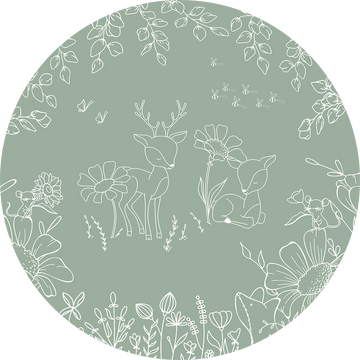 Wallpaper - Deer Doodles Green - Circle (Pre - Order) - LPM Home