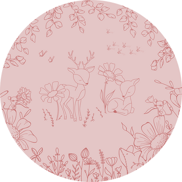 Wallpaper - Deer Doodles Pink Dark - Circle (Pre - Order) - LPM Home