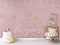 Wallpaper - Deer Doodles Pink Dark (Pre - Order) - LPM Home