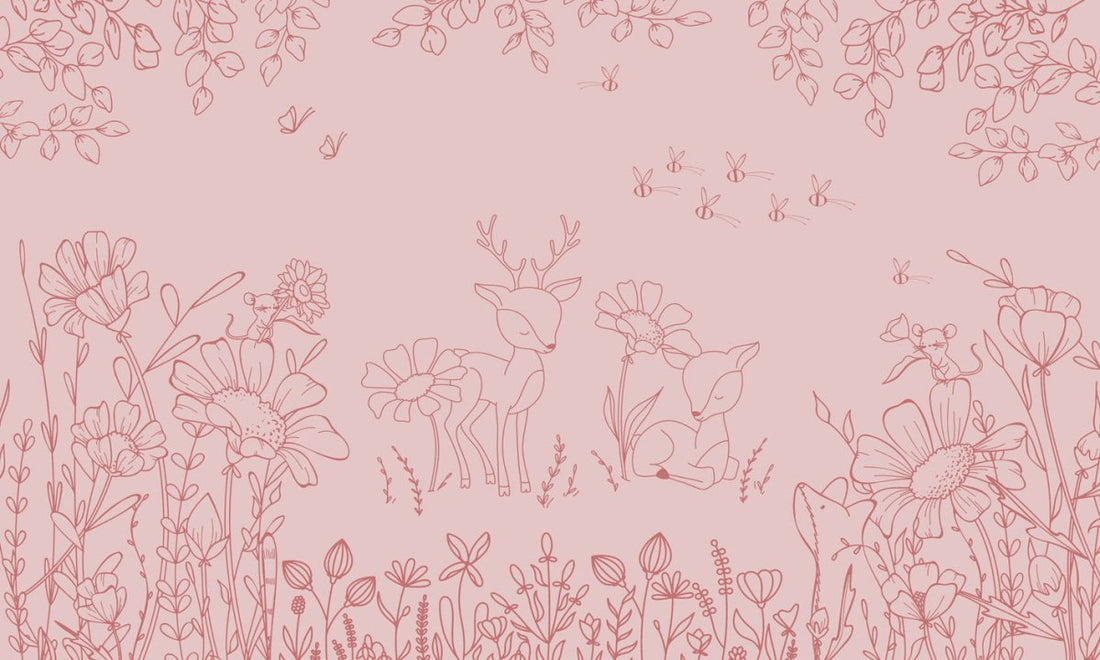 Wallpaper - Deer Doodles Pink Dark (Pre - Order) - LPM Home