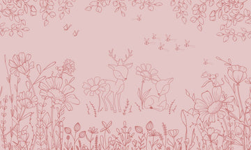 Wallpaper - Deer Doodles Pink Dark (Pre - Order) - LPM Home