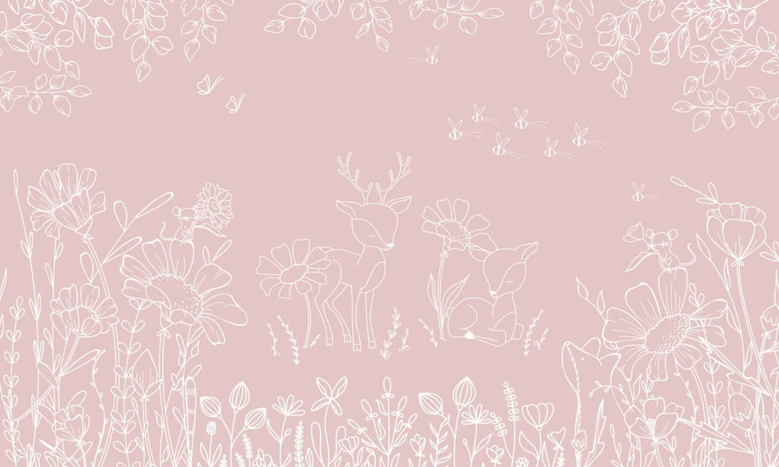 Wallpaper - Deer Doodles Pink (Pre - Order) - LPM Home