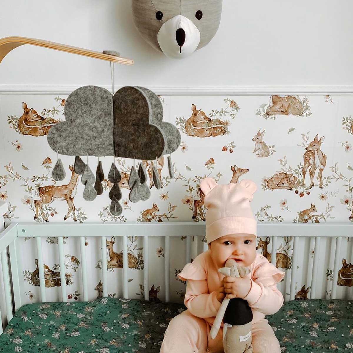 Wallpaper - Deer Meadow White - Le Petit Marché Home Furniture