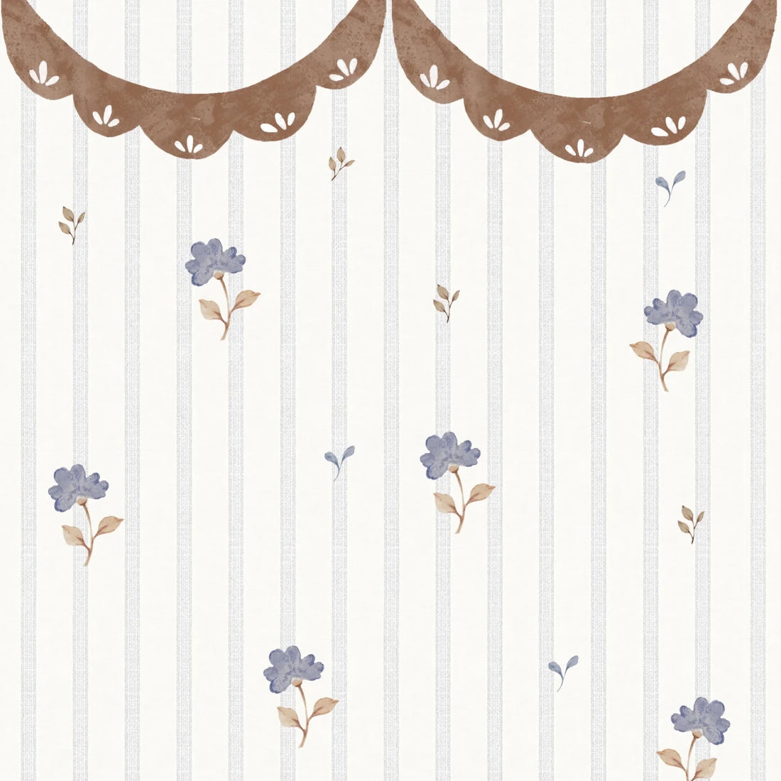 Wallpaper - Delicate retro flowers with ornament (Pre - Order) - LPM Home
