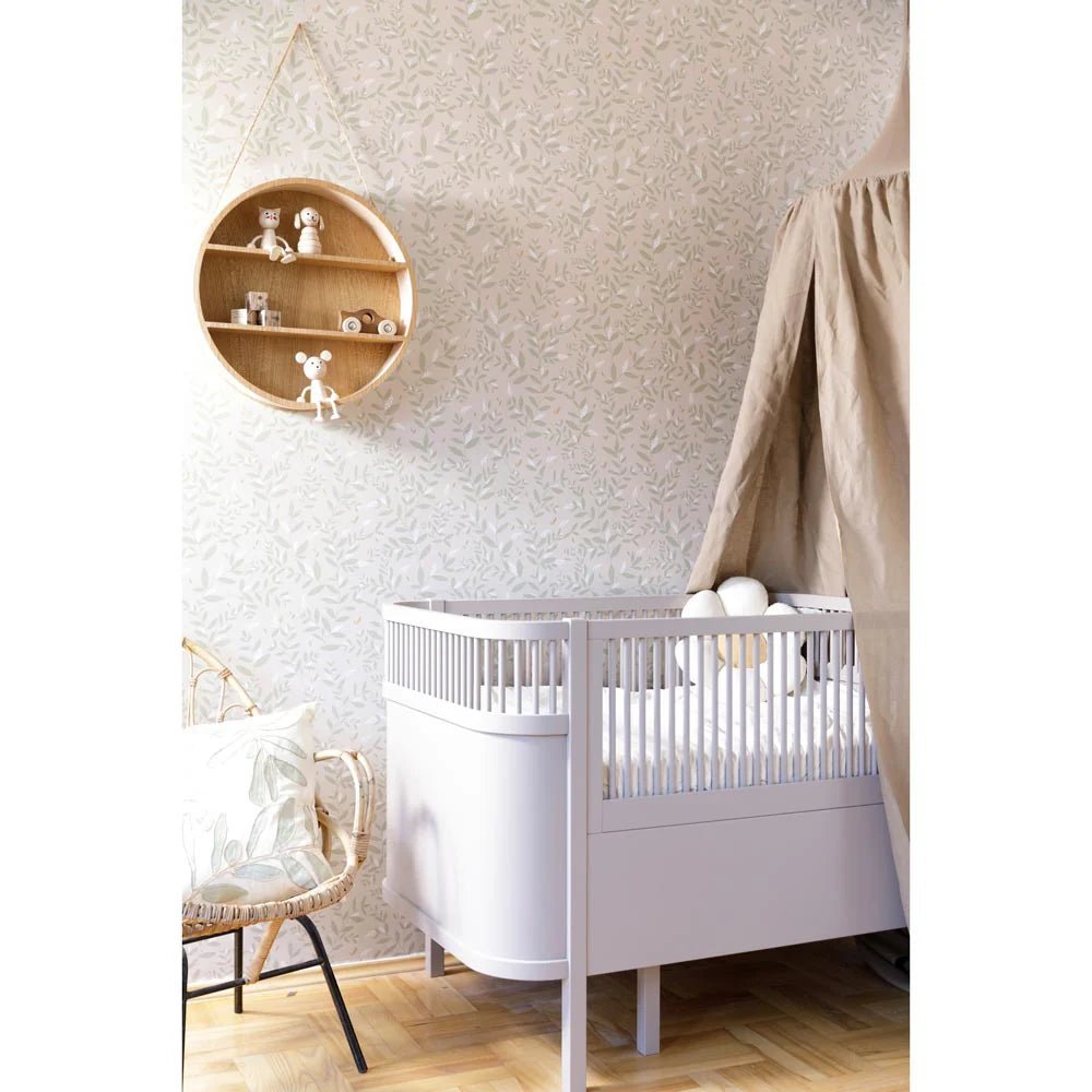 Wallpaper - Delicate Twigs with Green and Beige - Le Petit Marché Home Furniture