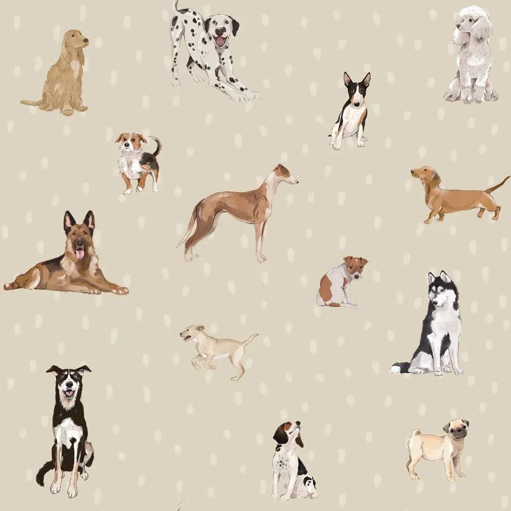 Wallpaper - Dogs are The Best Beige with Dots - Le Petit Marché Home Furniture