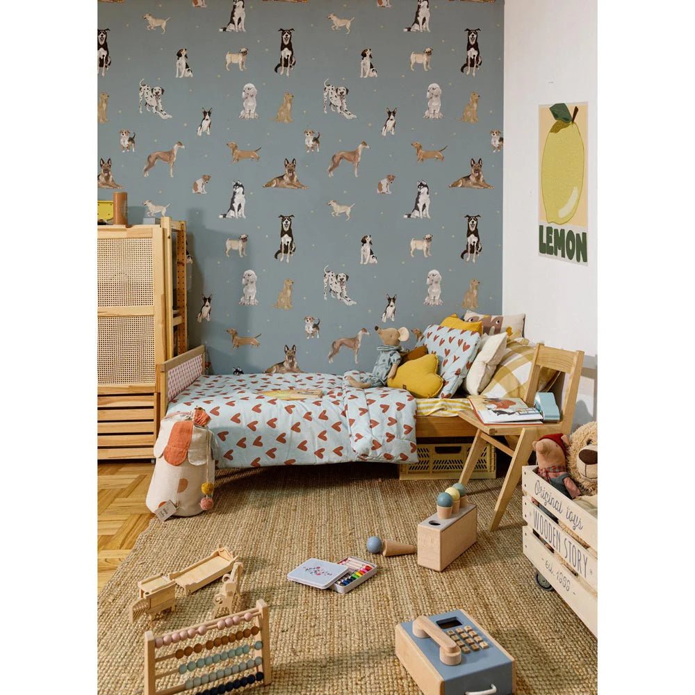 Wallpaper - Dogs are The Best Blue - Le Petit Marché Home Furniture