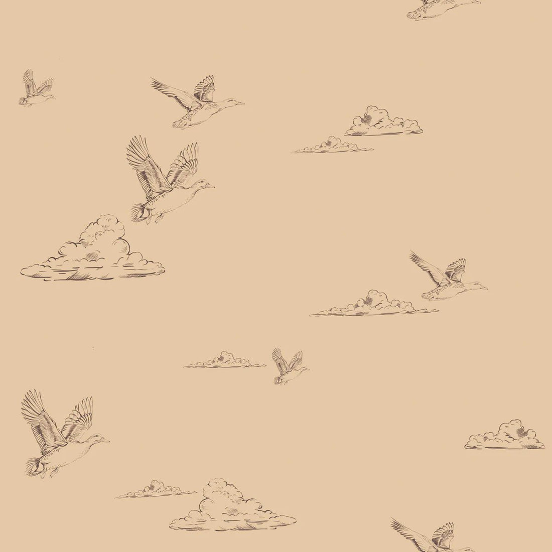 Wallpaper - Ducks in the Sky Beige - Le Petit Marché Home Furniture