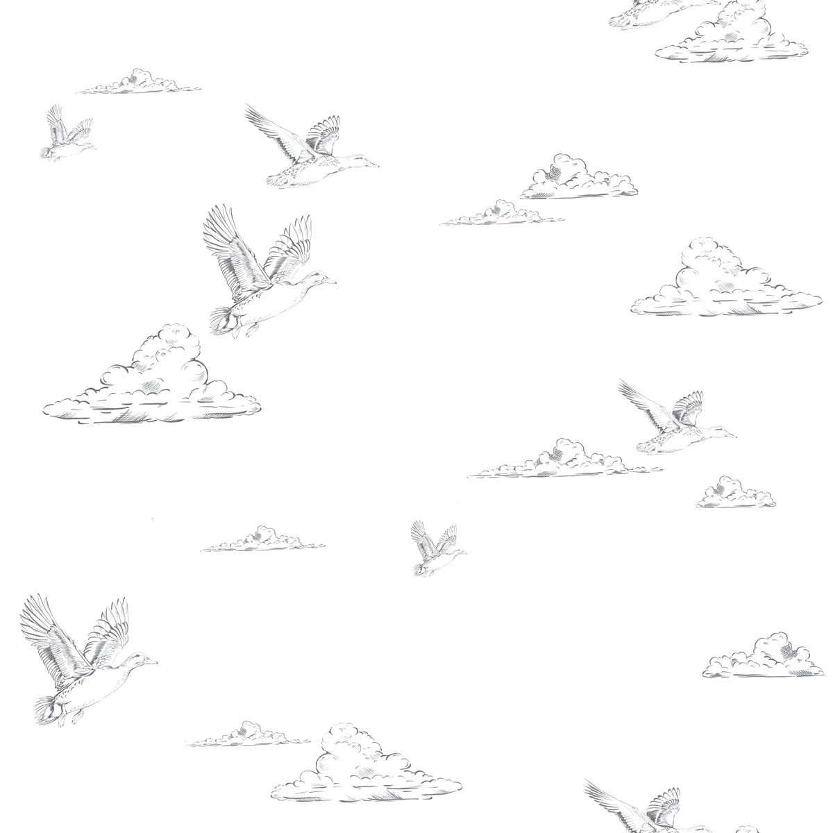 Wallpaper - Ducks in the Sky White - Le Petit Marché Home Furniture