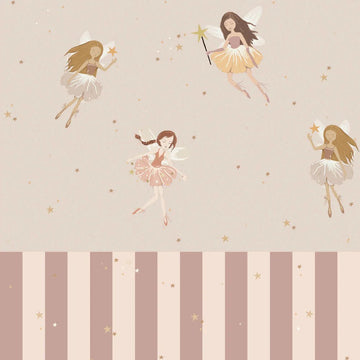 Wallpaper - Fairies Beige And Stripes - Le Petit Marché Home Furniture
