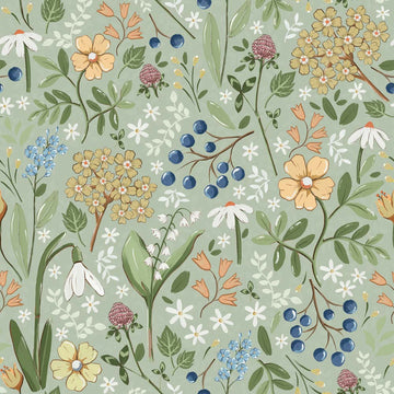 Wallpaper - Field of Flowers Green - Le Petit Marché Home Furniture