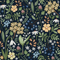 Wallpaper - Field of Flowers Navy Blue - Le Petit Marché Home Furniture