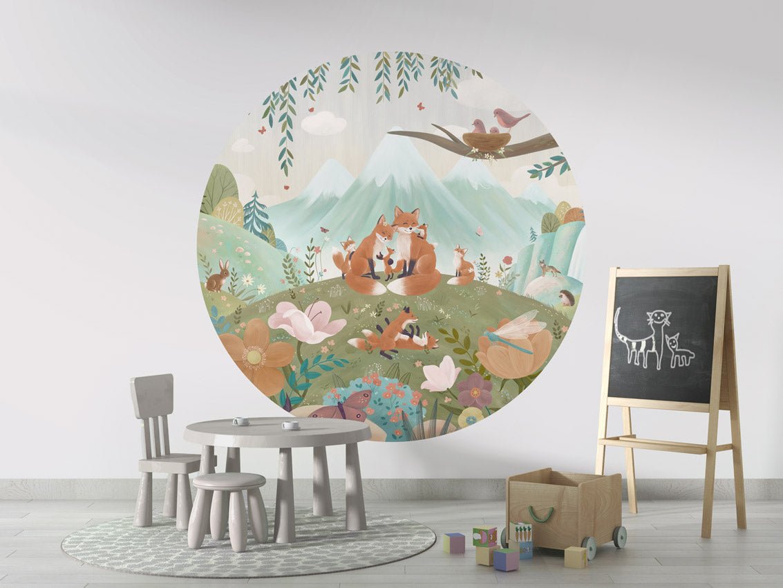 Wallpaper - Fox Family - Circle (Pre - Order) - LPM Home