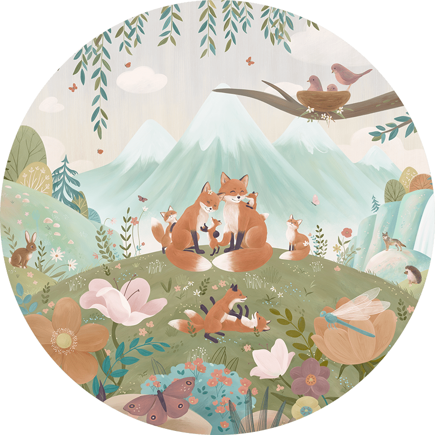 Wallpaper - Fox Family - Circle (Pre - Order) - LPM Home