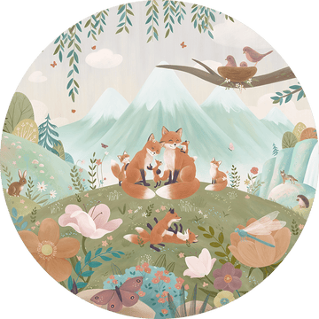 Wallpaper - Fox Family - Circle (Pre - Order) - LPM Home