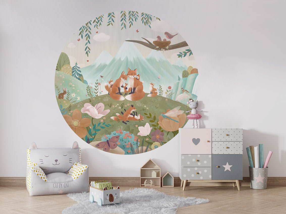 Wallpaper - Fox Family - Circle (Pre - Order) - LPM Home