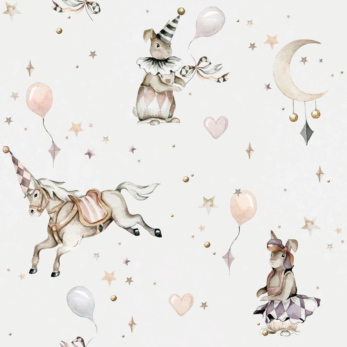 Wallpaper - Girl's Magic Gray / Toys from the Attic - Le Petit Marché Home Furniture