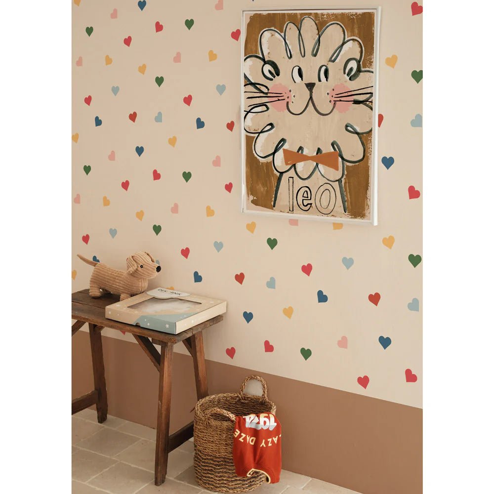 Wallpaper - Hearts in all Colours - Le Petit Marché Home Furniture