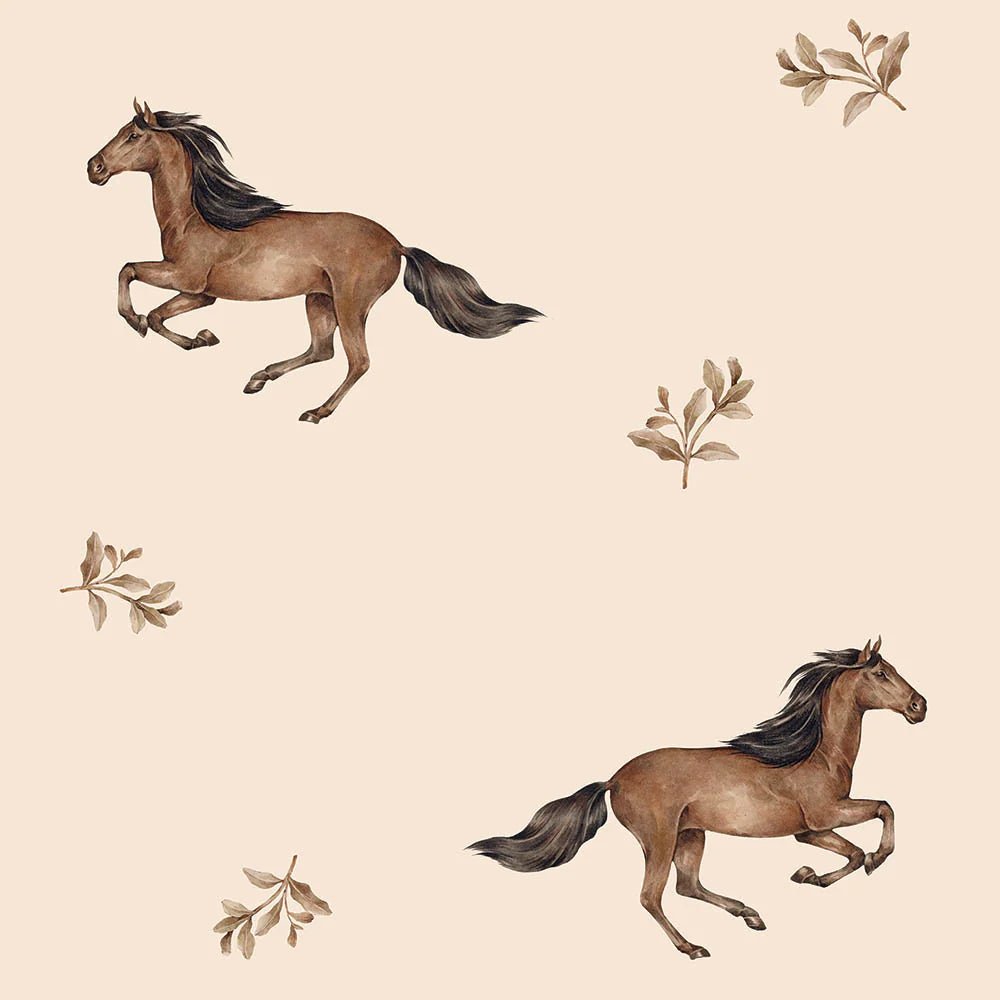 Wallpaper - Horses Beige - Le Petit Marché Home Furniture