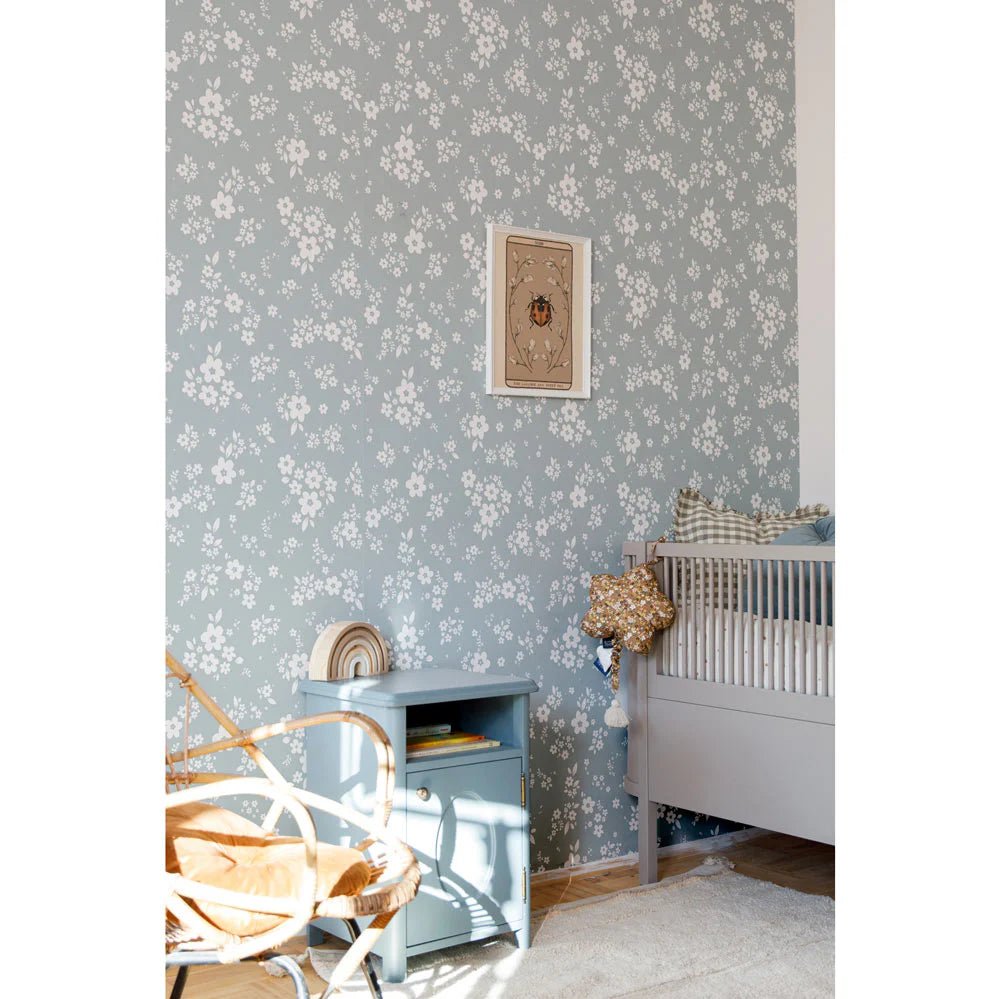 Wallpaper - Lace Meadow Blue - Le Petit Marché Home Furniture