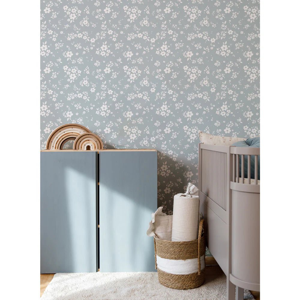 Wallpaper - Lace Meadow Blue - Le Petit Marché Home Furniture