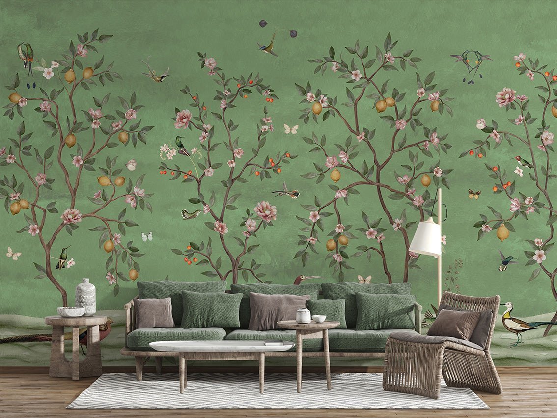 Wallpaper - Lemon Tree Chinoiserie - Green (Pre - Orders) - LPM Home