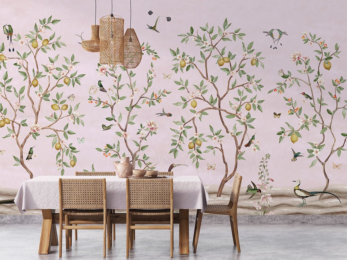 Wallpaper - Lemon Tree Chinoiserie - Pink (Pre - Orders) - LPM Home