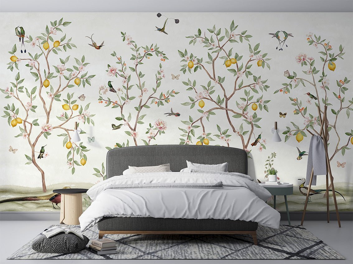 Wallpaper - Lemon Tree Chinoiserie - White (Pre - Orders) - LPM Home