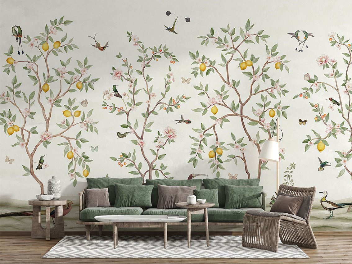Wallpaper - Lemon Tree Chinoiserie - White (Pre - Orders) - LPM Home