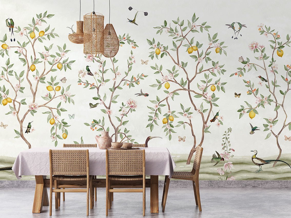 Wallpaper - Lemon Tree Chinoiserie - White (Pre - Orders) - LPM Home