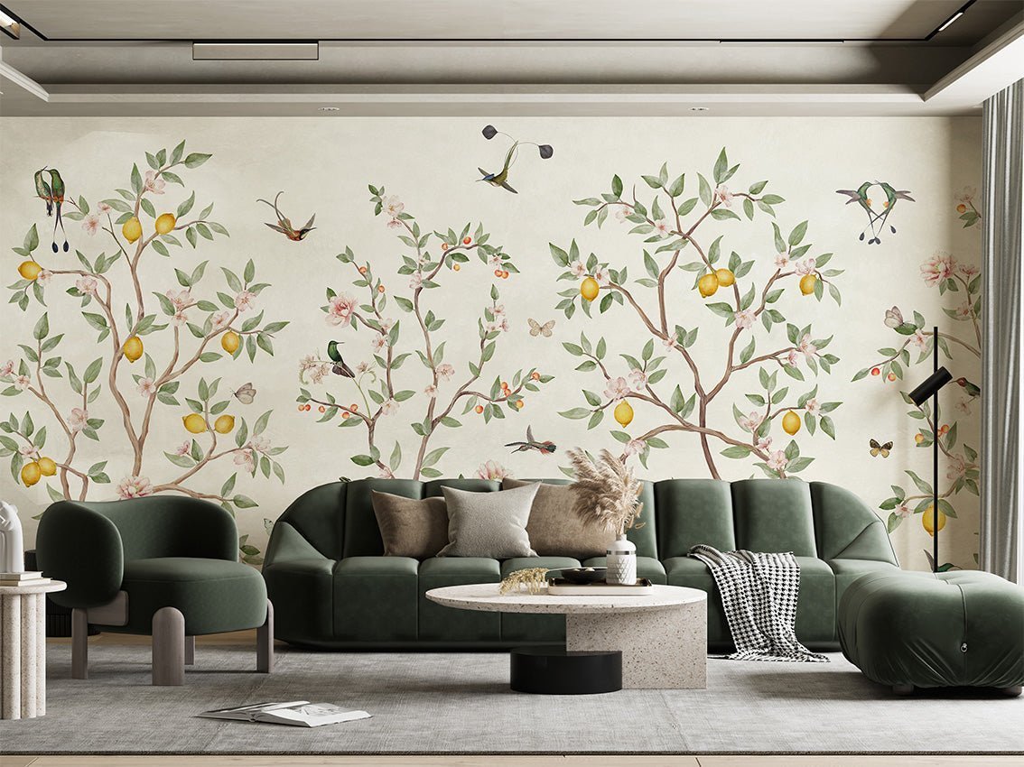 Wallpaper - Lemon Tree Chinoiserie - White (Pre - Orders) - LPM Home