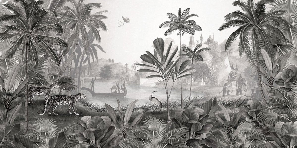 Wallpaper - Leopard Landscape - Black and White (Pre - Orders) - LPM Home