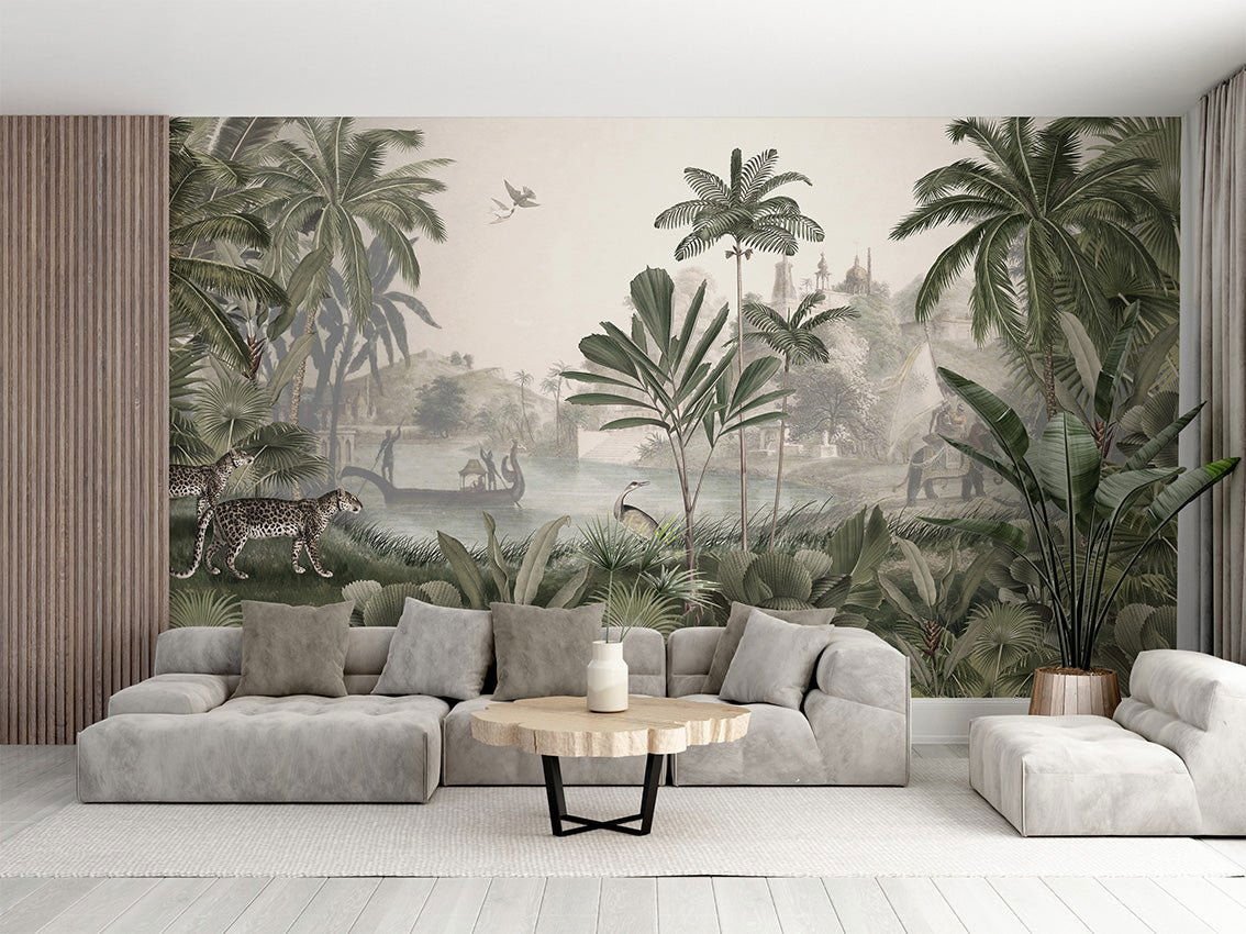 Wallpaper - Leopard Landscape - Green (Pre - Orders) - LPM Home
