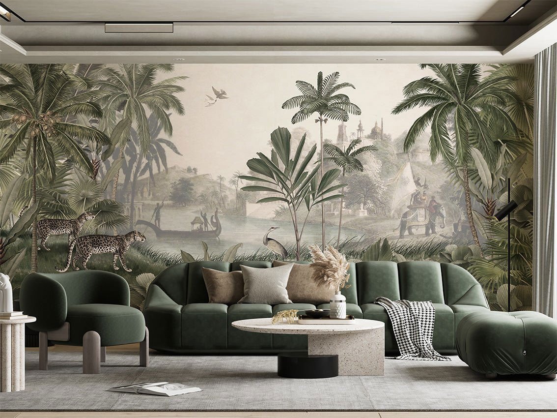 Wallpaper - Leopard Landscape - Green (Pre - Orders) - LPM Home