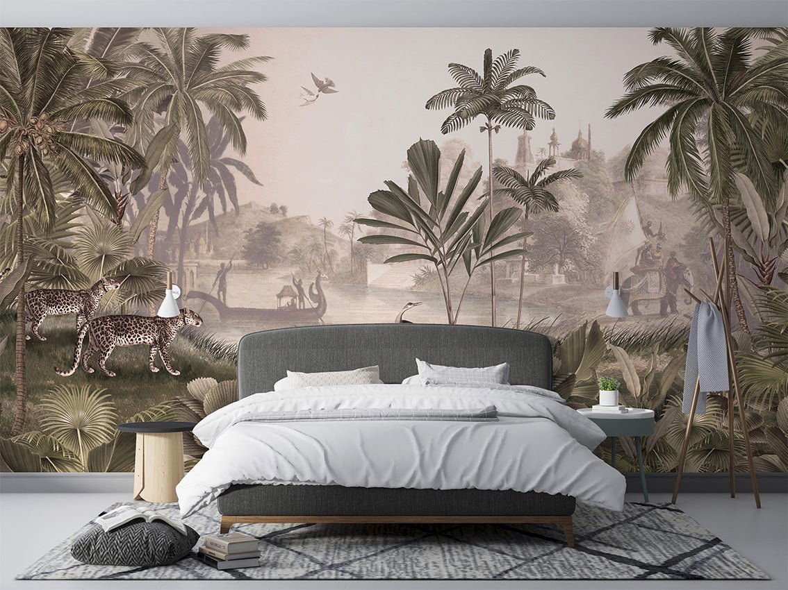 Wallpaper - Leopard Landscape - Sepia (Pre - Orders) - LPM Home